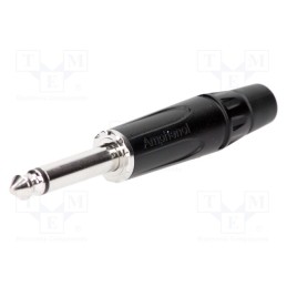 1 pcs x AMPHENOL - ACPM-KB - Plug, Jack 6,3mm, male, mono, ways: 2, straight, for cable, black