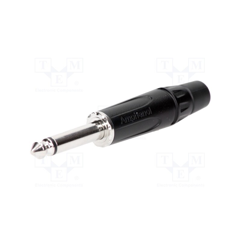 1 pcs x AMPHENOL - ACPM-KB - Plug, Jack 6,3mm, male, mono, ways: 2, straight, for cable, black