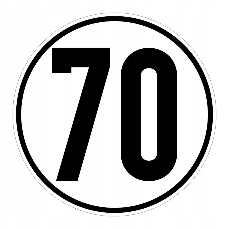 Sticker speed limit 70 km sign diameter 20 cm