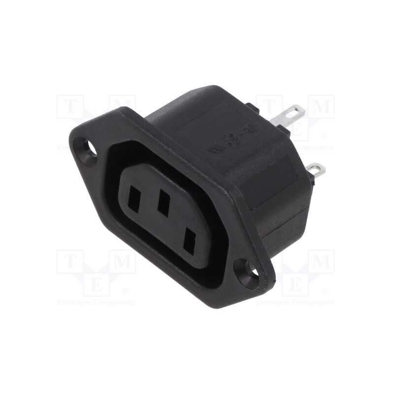 1 pcs x BULGIN - PX0675/28 - Connector: AC supply, socket, female, C13 (F), 6.3mm connectors