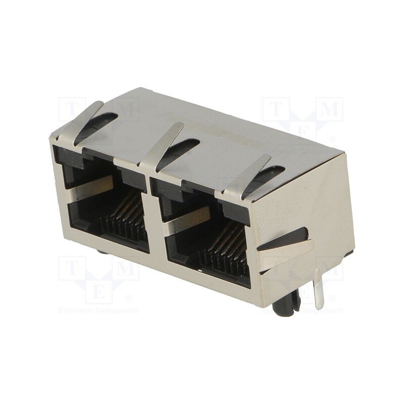 1 pcs x Amphenol Communications Solutions - RJHSE-5380-02 - Socket, RJ45, Cat: 5, shielded,double, Layout: 8p8c, THT, angled 90°