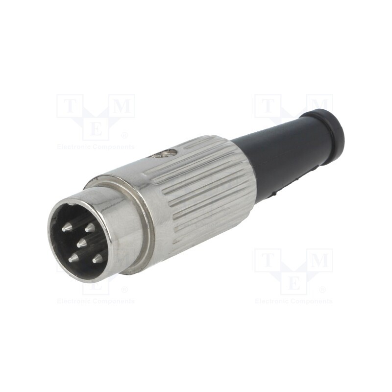1 pcs x DELTRON - 610-0520 - Plug, DIN, male, PIN: 5, Layout: 360°, straight, for cable, soldering