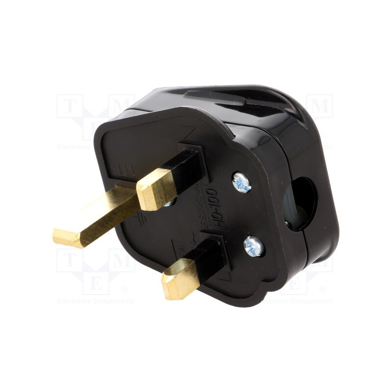 1 pcs x LIAN DUNG - LT-327 5A PLUG BLK - Connector: AC supply, plug, 2P+PE, 250VAC, 5A, black, PIN: 3, angled