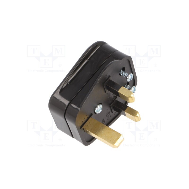 1 pcs x LIAN DUNG - LT-327 3A PLUG BLK - Connector: AC supply, plug, 2P+PE, 250VAC, 3A, black, PIN: 3, angled