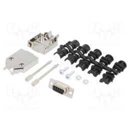 1 pcs x ENCITECH - 6355-0030-11 - D-Sub, PIN: 9, plug, female, soldering, for cable, black