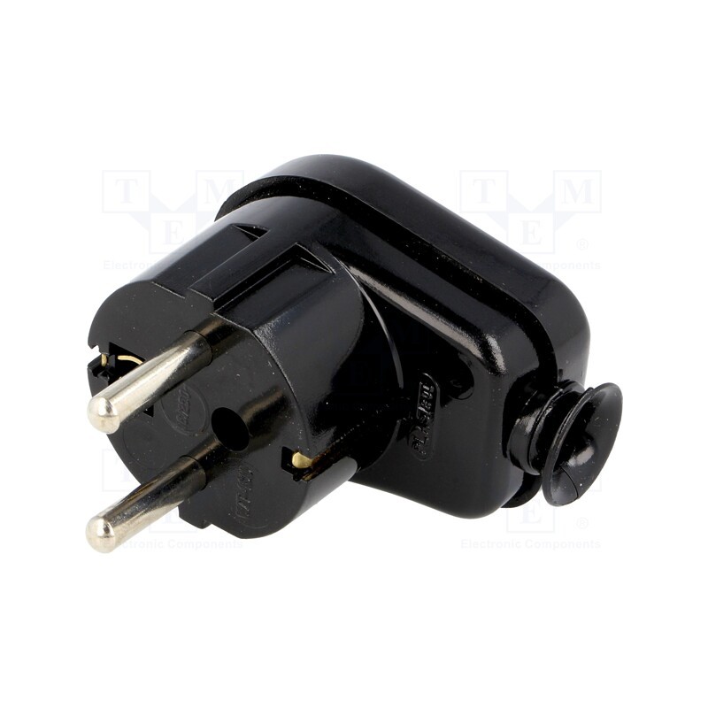1 pcs x PLASTROL - W-10801 - Connector: AC supply, male, plug, 2P+PE, 230VAC, 16A, black, PIN: 3