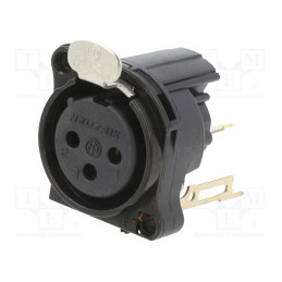1 pcs x NEUTRIK - NC3FBV2-B - Socket, XLR, female, PIN: 3, straight, with push button, THT, silver