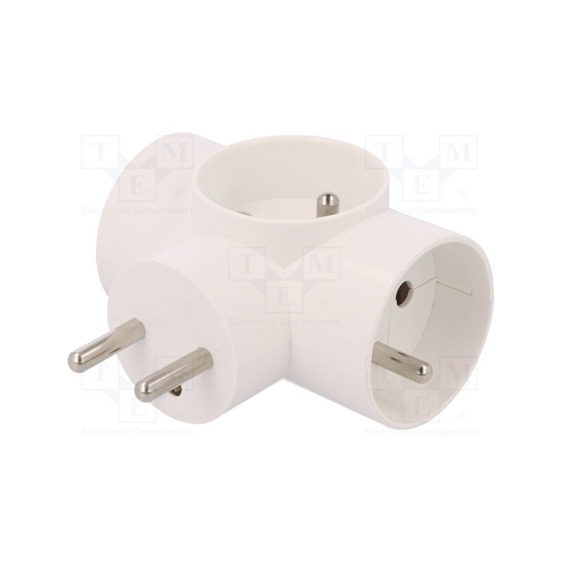 1 pcs x PAWBOL - D.3805 - Connector: AC supply, splitter, 2P+PE, 250VAC, 16A, white