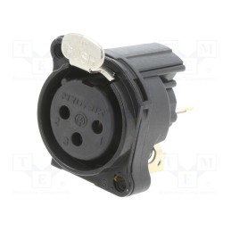1 pcs x NEUTRIK - NC3FBV1-B - Socket, XLR, female, PIN: 3, straight, with push button, THT, silver