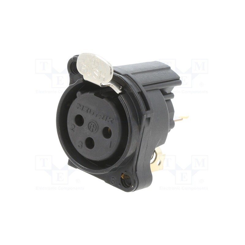 1 pcs x NEUTRIK - NC3FBV1-B - Socket, XLR, female, PIN: 3, straight, with push button, THT, silver