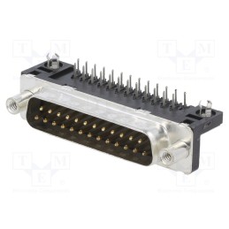 1 pcs x Amphenol Communications Solutions - D25P33E4GV00LF - D-Sub, PIN: 25, socket, male, for panel mounting, angled 90°, 5A