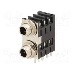 1 pcs x AMPHENOL - ACJS-MHDEM - Socket, Jack 6,3mm, female, double,stereo,with triple switch