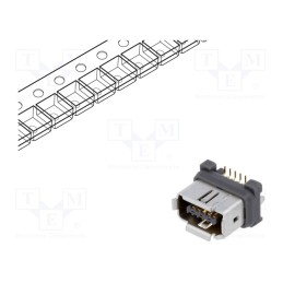 1 pcs x HIROSE - IX80G-A-10P - Connector: ix Industrial, socket, IX, male, PIN: 10, A, gold-plated