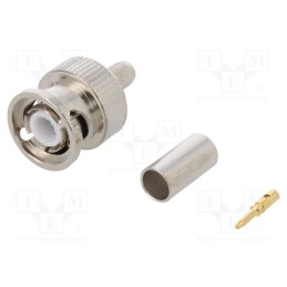 1 pcs x UNICON - 301-115-002 (BNC-50/2-RG58/W15.02) - Plug, BNC, male, straight, 50Ω, RG58, crimped, for cable, PTFE