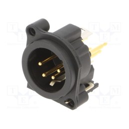 1 pcs x NEUTRIK - NC4MAV - Socket, XLR, male, PIN: 4, straight, THT, black, 6A, 19.8x19.8mm