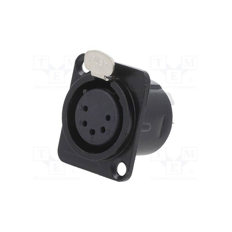 1 pcs x CLIFF - FC61950 - Socket, XLR, female, PIN: 5, with push button, soldering, black