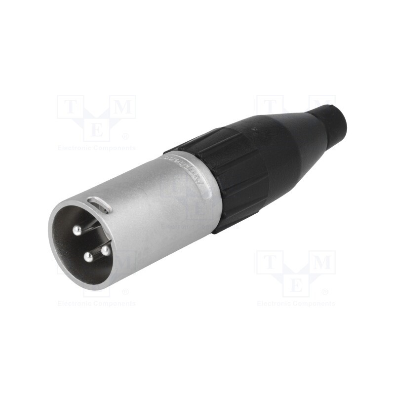1 pcs x AMPHENOL - AC3MM - Plug, XLR, male, PIN: 3, straight, for cable, soldering, 133V, 15A
