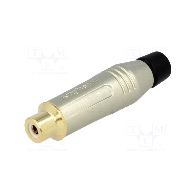 1 pcs x AMPHENOL - ACJR-SBK - Plug, RCA, female, straight, soldering, grey, gold-plated, 3÷7mm