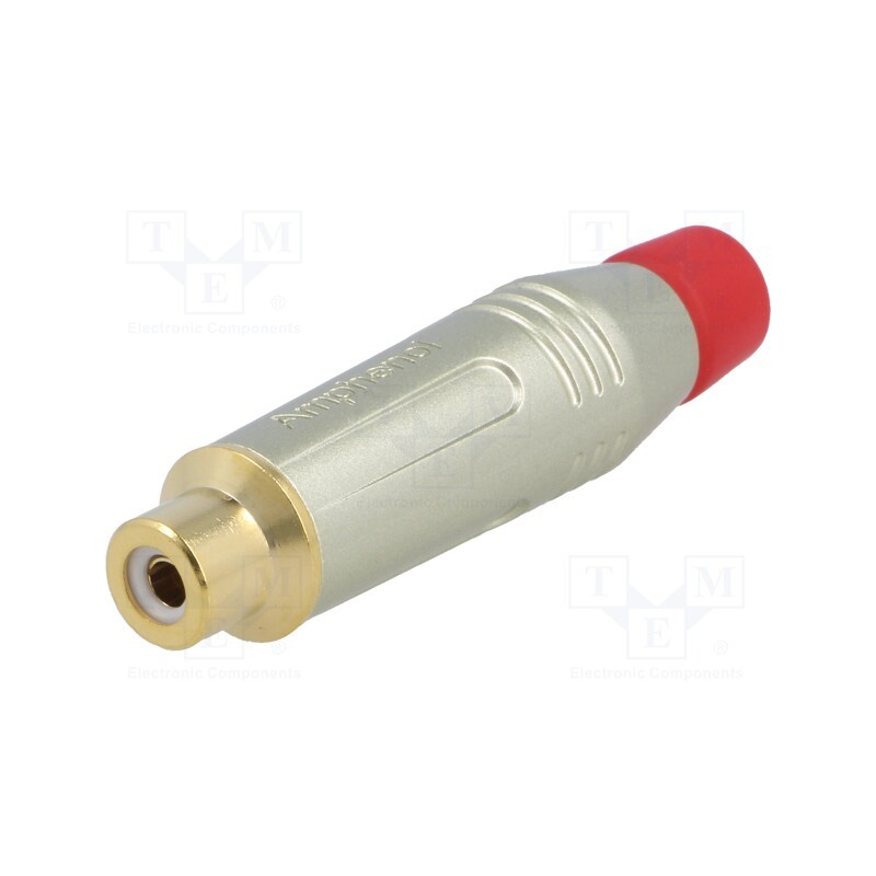 1 pcs x AMPHENOL - ACJR-SRD - Plug, RCA, female, straight, soldering, grey, gold-plated, 3÷7mm