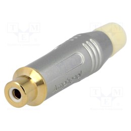 1 pcs x AMPHENOL - ACJR-SWH - Plug, RCA, female, straight, soldering, grey, gold-plated, 3÷7mm