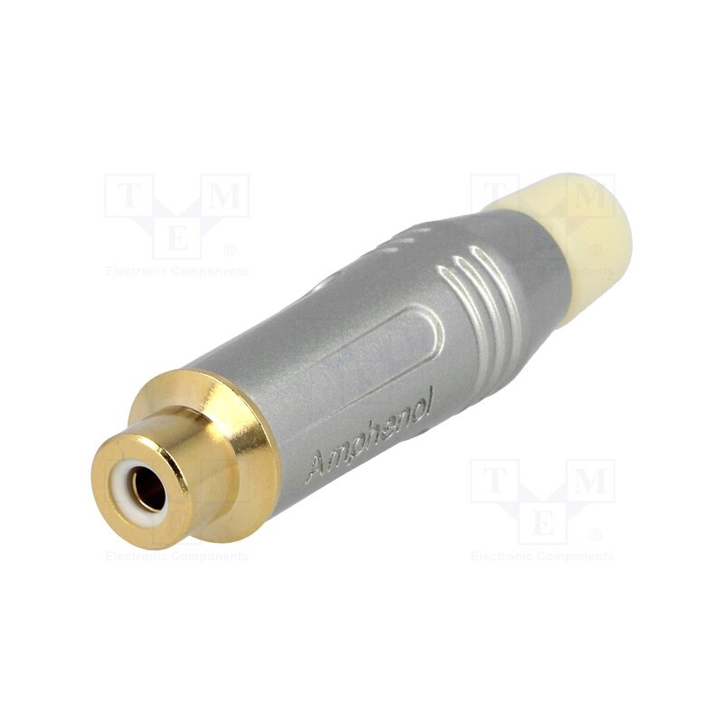 1 pcs x AMPHENOL - ACJR-SWH - Plug, RCA, female, straight, soldering, grey, gold-plated, 3÷7mm