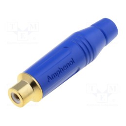 1 pcs x AMPHENOL - ACJR-BLU - Plug, RCA, female, straight, soldering, blue, gold-plated, 3÷7mm