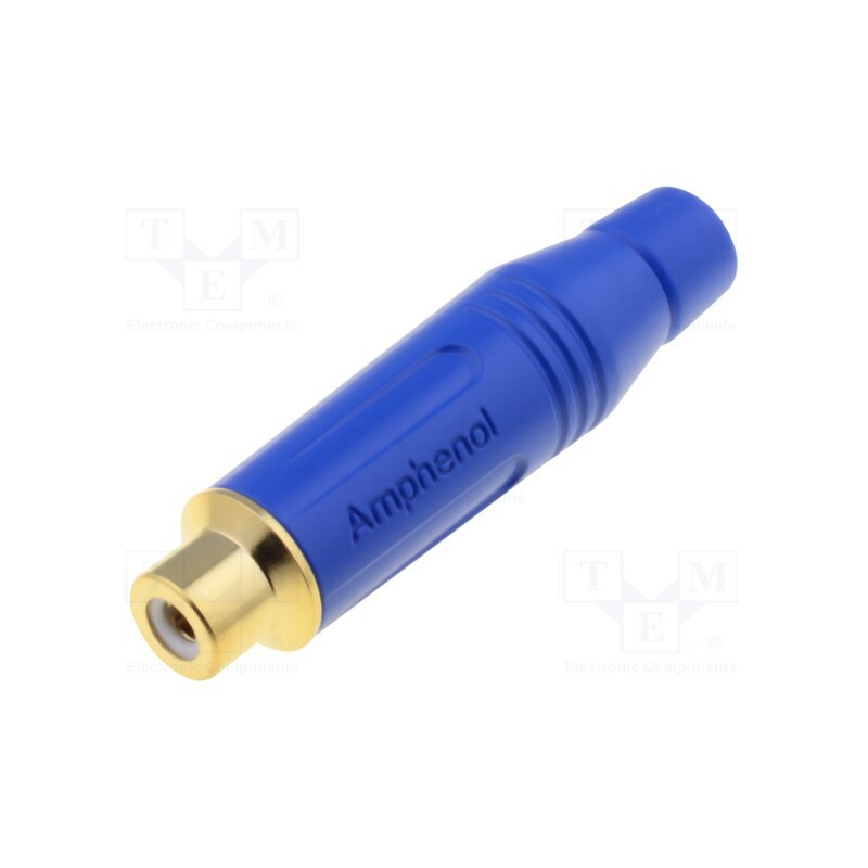 1 pcs x AMPHENOL - ACJR-BLU - Plug, RCA, female, straight, soldering, blue, gold-plated, 3÷7mm