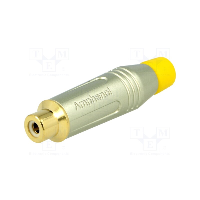 1 pcs x AMPHENOL - ACJR-SYL - Plug, RCA, female, straight, soldering, grey, gold-plated, 3÷7mm