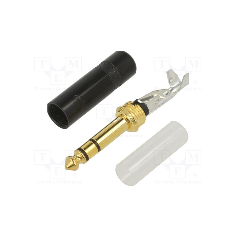 1 pcs x REAN - NYS228BG - Plug, Jack 6,3mm, male, stereo, ways: 3, straight, gold-plated