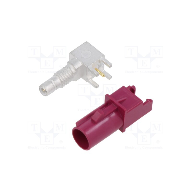 1 pcs x AMPHENOL RF - FA1-NDRP-PCB-8 - Connector: FAKRA, male, socket, on PCBs, THT, -65÷165°C, angled 90°