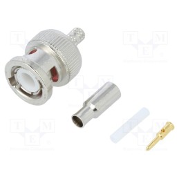 1 pcs x AMPHENOL RF - 031-315-RFX - Plug, BNC, male, straight, 50Ω, crimped, for cable, POM, gold-plated