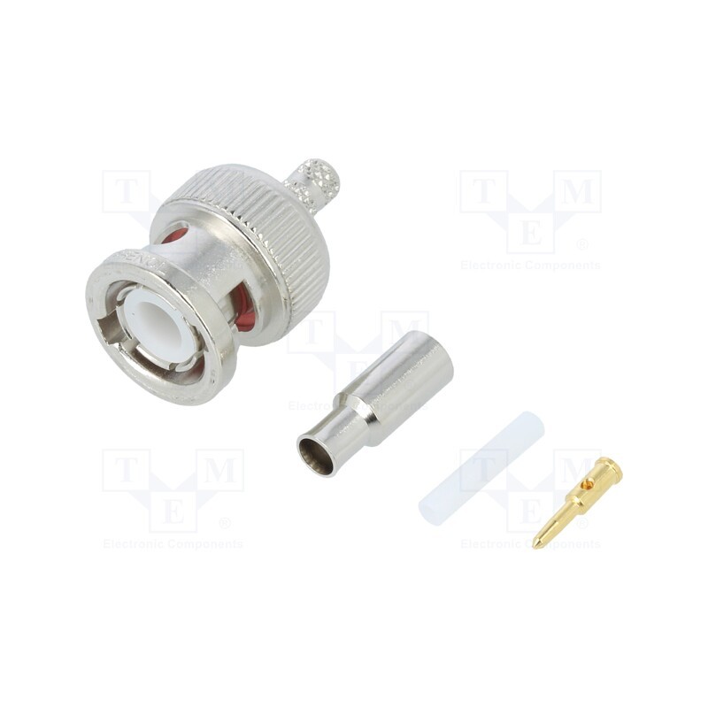 1 pcs x AMPHENOL RF - 031-315-RFX - Plug, BNC, male, straight, 50Ω, crimped, for cable, POM, gold-plated