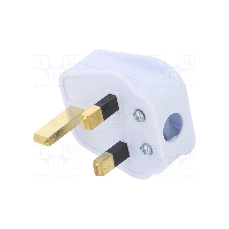 1 pcs x LIAN DUNG - LT-327 5A PLUG WHT - Connector: AC supply, plug, 2P+PE, 250VAC, 5A, white, PIN: 3, angled
