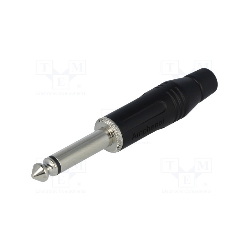1 pcs x AMPHENOL - ACPM-GB - Plug, Jack 6,3mm, male, mono, ways: 2, straight, for cable, black