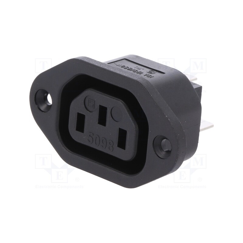 1 pcs x SCHURTER - 6182.0031 - Connector: AC supply, socket, female, 10A, 250VAC, IEC 60320, 40mm