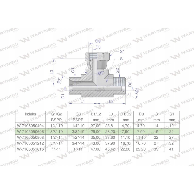 Hydraulic tee symmetrical inch bab 3 8