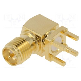 1 pcs x ADAM TECH - RF2-03N-T-00-50-G-RP - Socket, RP-SMA, male, angled 90°, THT, on PCBs, PTFE, gold-plated