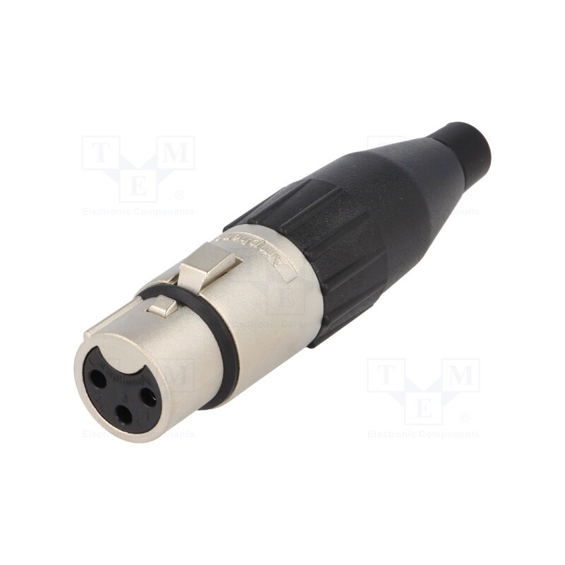 1 pcs x AMPHENOL - AC3F - Plug, XLR, female, PIN: 3, straight, for cable, soldering, tinned