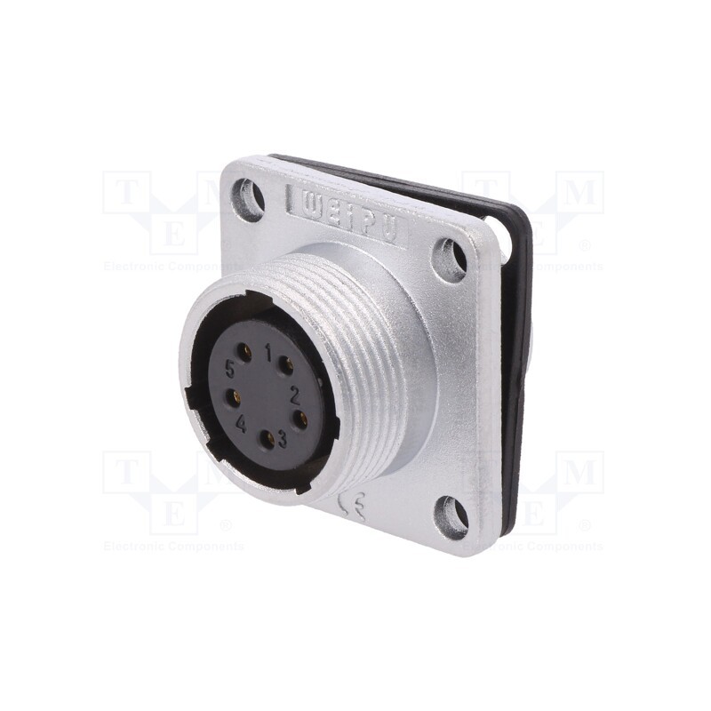 1 pcs x WEIPU - WS16K5ZZ1 - Socket, WS, female, PIN: 5, flange (4 holes),for panel mounting