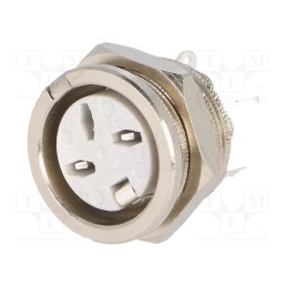 1 pcs x DELTRON - 650-0300 - Socket, DIN, female, PIN: 3, Layout: 180°, for panel mounting,screw