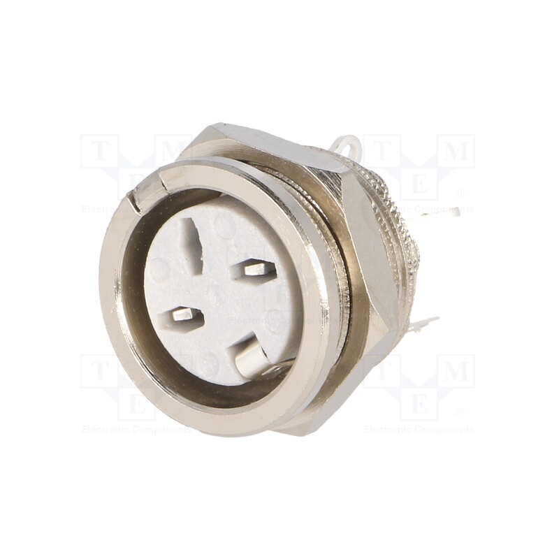 1 pcs x DELTRON - 650-0300 - Socket, DIN, female, PIN: 3, Layout: 180°, for panel mounting,screw