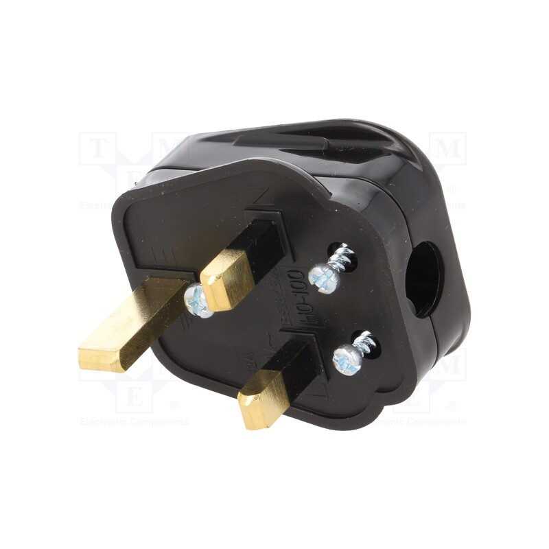 1 pcs x LIAN DUNG - LT-327 13A PLUG BLK - Connector: AC supply, plug, 2P+PE, 250VAC, 13A, black, PIN: 3, angled