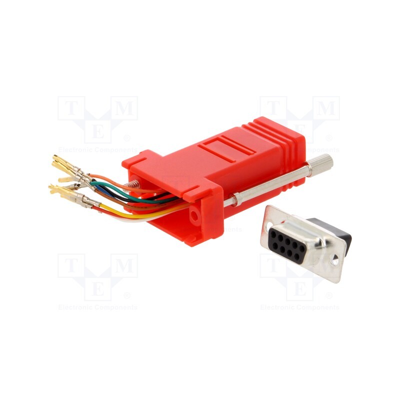 1 pcs x MH CONNECTORS - DA9-SMJ8-R-K - Transition: adapter, D-Sub 9pin female,RJ45 socket, red