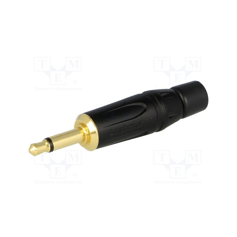 1 pcs x AMPHENOL - KM2PB-AU - Plug, Jack 3,5mm, male, mono, ways: 2, straight, for cable, black