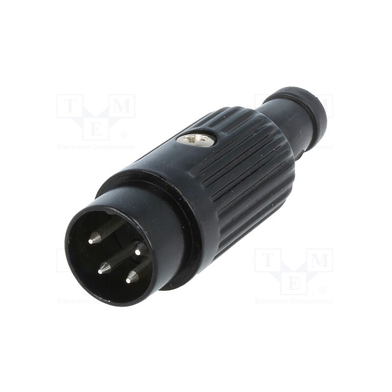 1 pcs x DELTRON - 611-0400 - Plug, DIN, male, PIN: 4, Layout: 216°, straight, for cable, soldering