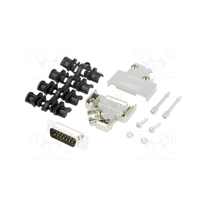 1 pcs x MH CONNECTORS - MHD45PK15-DB15PK - D-Sub, PIN: 15, plug, male, angled 45°, soldering, for cable