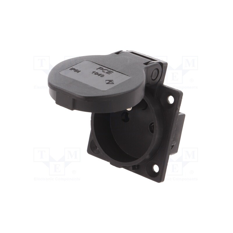 1 pcs x PCE - 1040-0S - Connector: AC supply, socket, 2P+PE, 230VAC, 16A, black, PIN: 3, IP54