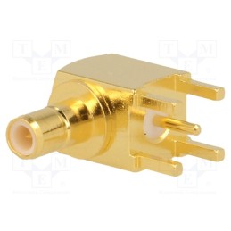 1 pcs x AMPHENOL RF - SMB1252B1-3GT30G-50 - Socket, SMB, male, angled 90°, 50Ω, THT, PTFE, gold-plated