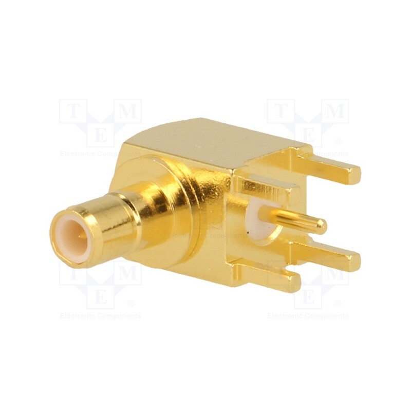 1 pcs x AMPHENOL RF - SMB1252B1-3GT30G-50 - Socket, SMB, male, angled 90°, 50Ω, THT, PTFE, gold-plated
