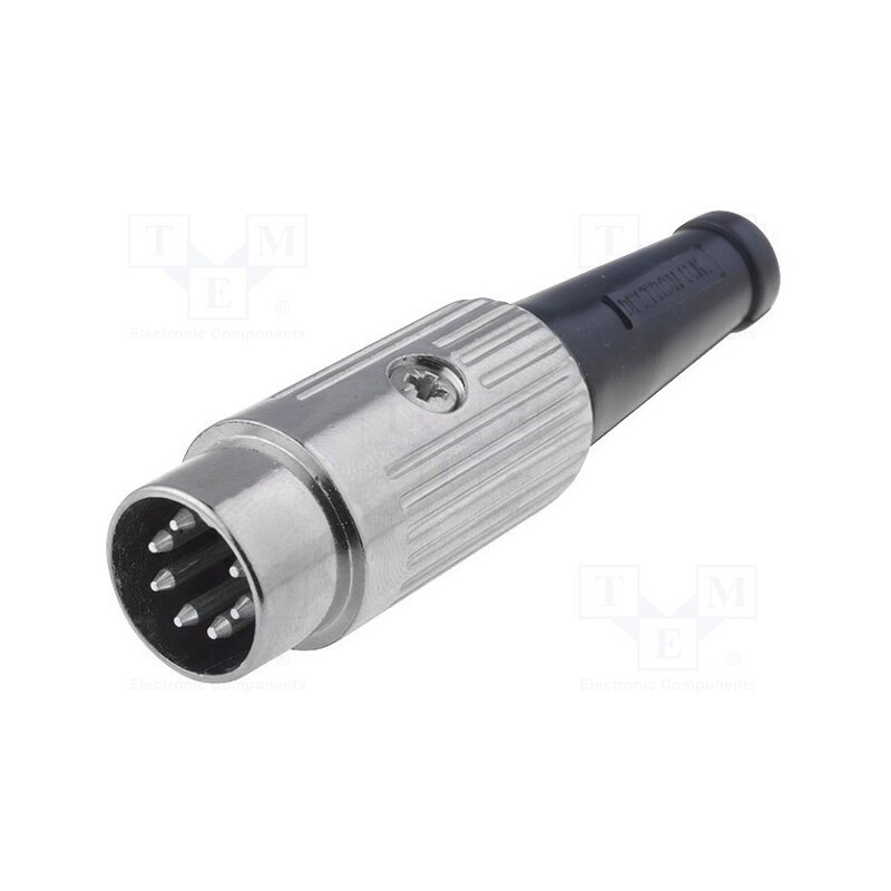 1 pcs x DELTRON - 610-0700 - Plug, DIN, male, PIN: 7, Layout: 270°, straight, for cable, soldering